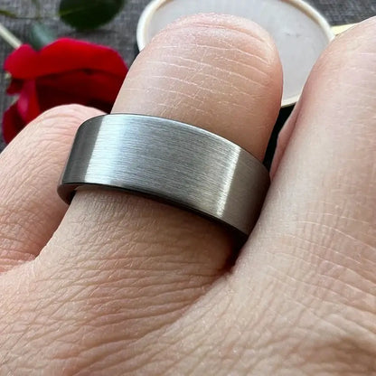 6mm, 8mm Tungsten Ring – Black Brushed Finish Unisex Design (Unisex) - Promise Rings