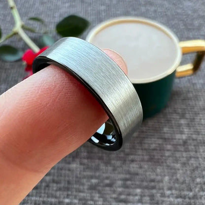 6mm, 8mm Tungsten Ring – Black Brushed Finish Unisex Design (Unisex) - Promise Rings