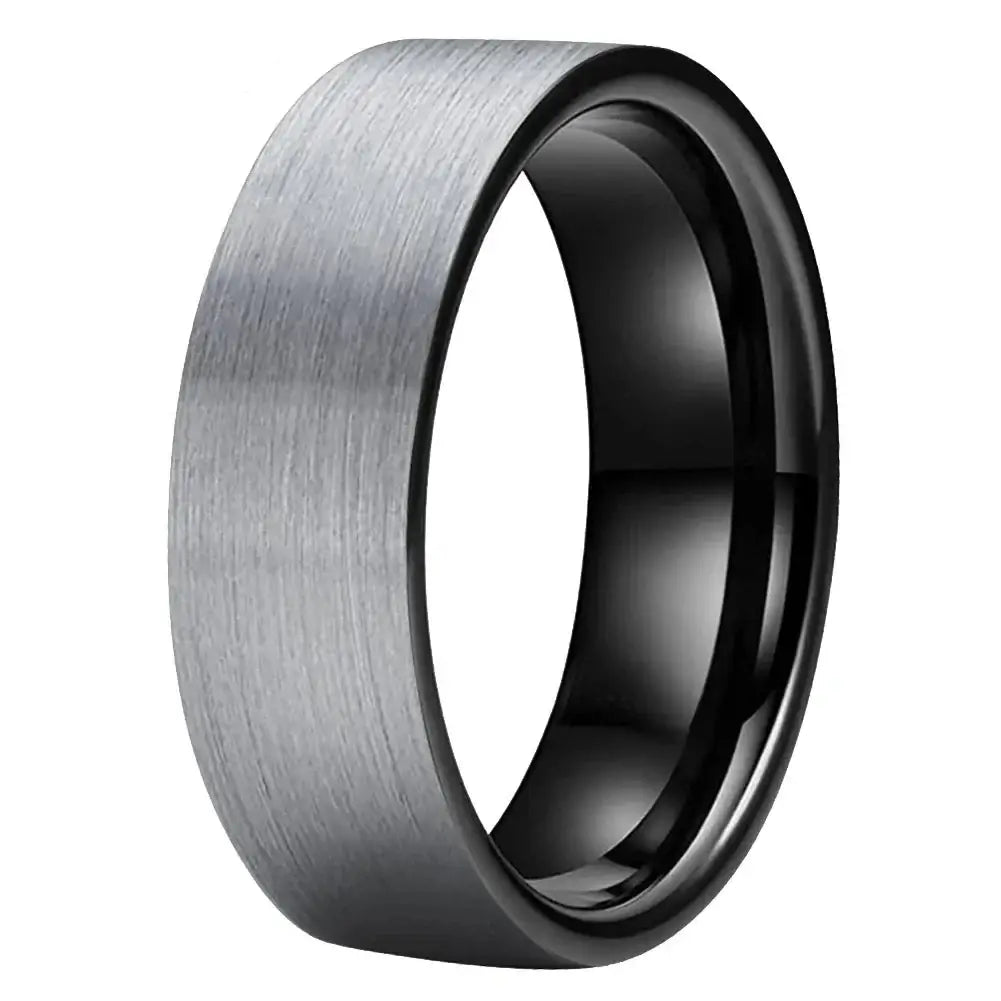 6mm, 8mm Tungsten Ring – Black Brushed Finish Unisex Design (Unisex) - Promise Rings