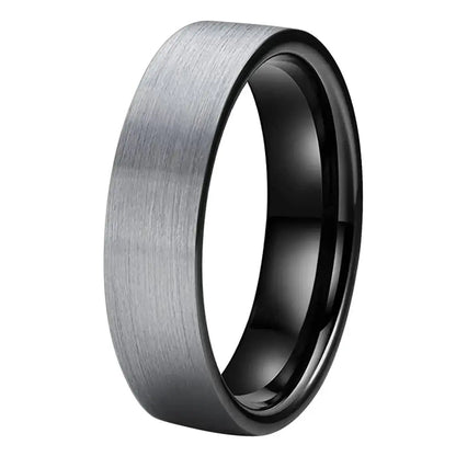 6mm, 8mm Tungsten Ring – Black Brushed Finish Unisex Design (Unisex) - Promise Rings
