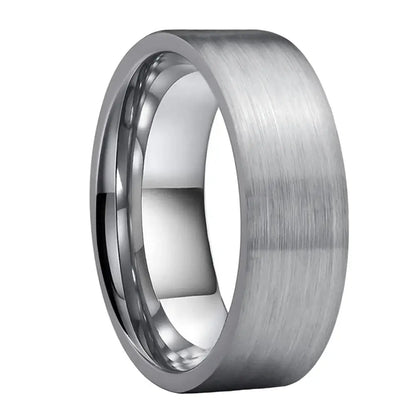 6mm & 8mm Tungsten Pipe Cut Comfort Fit Brushed Silver Ring – Industrial Modern Symbol of Strength (Unisex) - Promise Rings