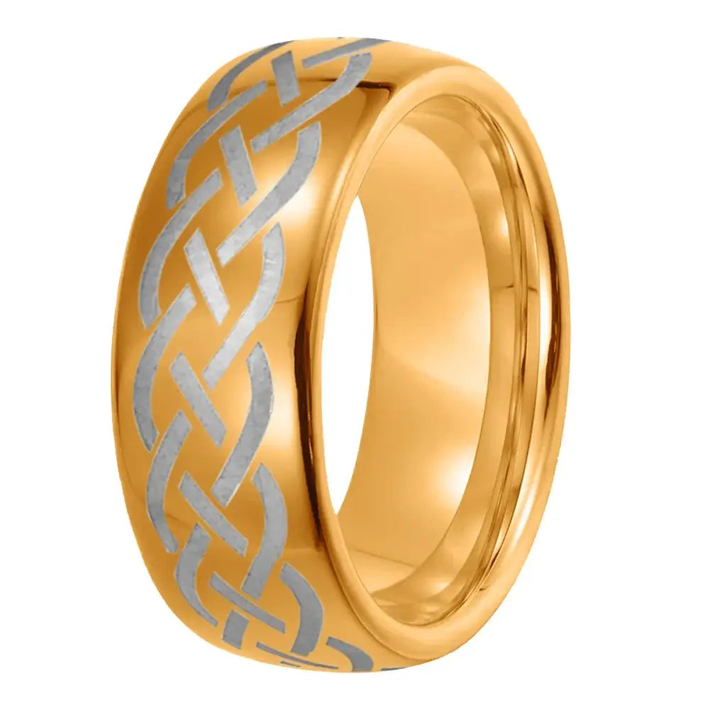 6mm & 8mm Viking Celtic Knot Dome Tungsten Ring – Symbol of Strength & Heritage (Unisex) - Promise Rings