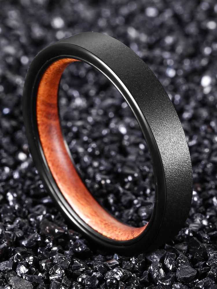 6mm Gunmetal Ironwood Ring – Minimalist Earth-Tone Design (Unisex) - Promise Rings