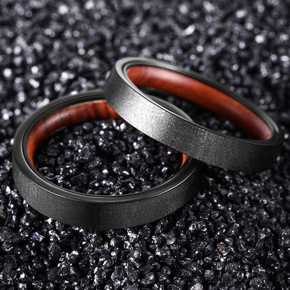 6mm Gunmetal Ironwood Ring – Minimalist Earth-Tone Design (Unisex) - Promise Rings