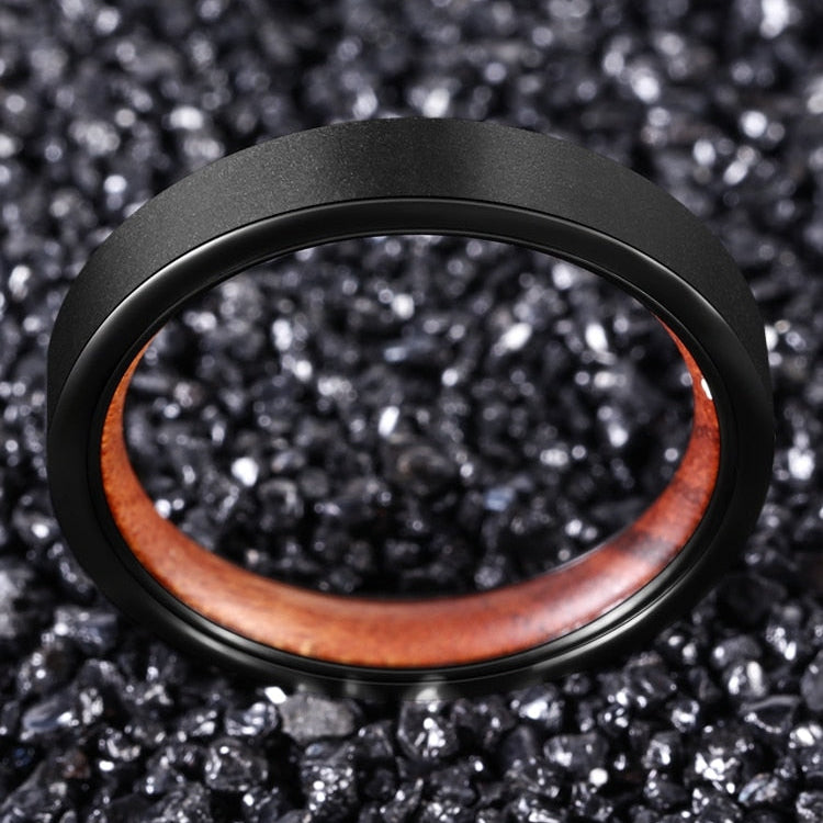 6mm Gunmetal Ironwood Ring – Minimalist Earth-Tone Design (Unisex) - Promise Rings