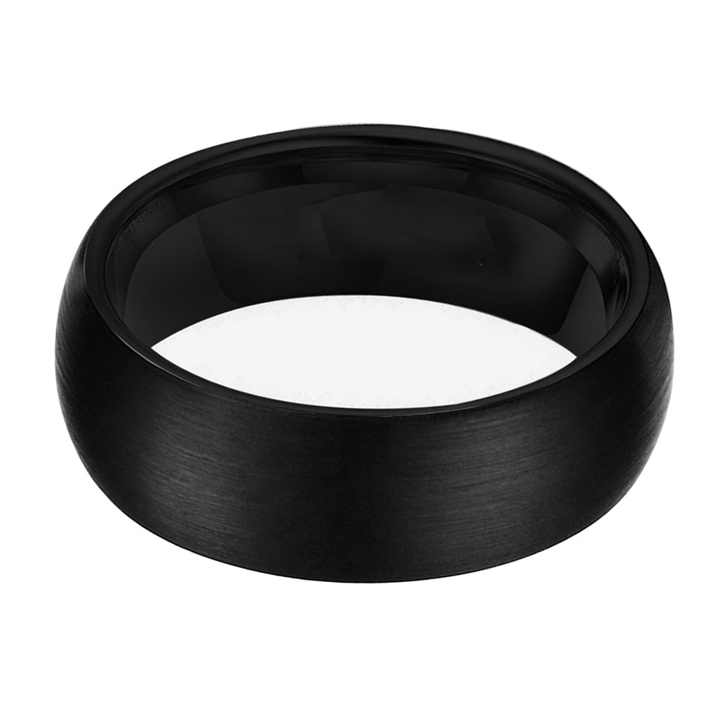8mm Black Tungsten Ring – Brushed Matte Domed Band (Men’s) - Promise Rings