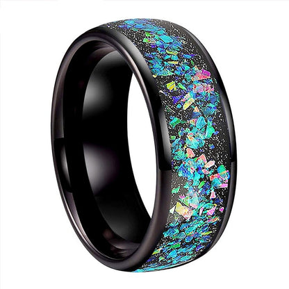 8mm Galaxy Series Opal Inlay Domed Polished Tungsten Men's Ring (4 Colors) - Promise Rings