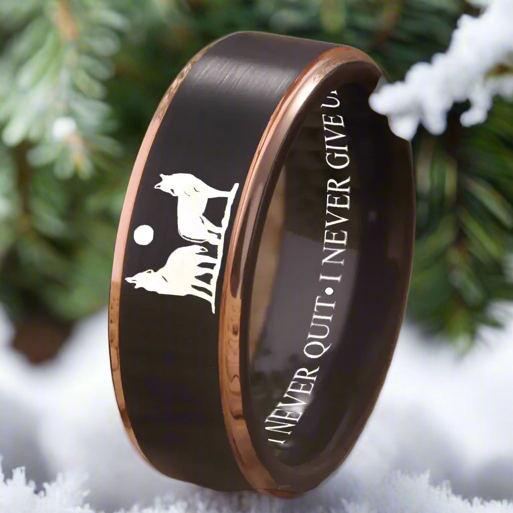 8mm Tungsten Never Quit Wolf Ring – Strength, Perseverance & Courage (Men’s) - Promise Rings