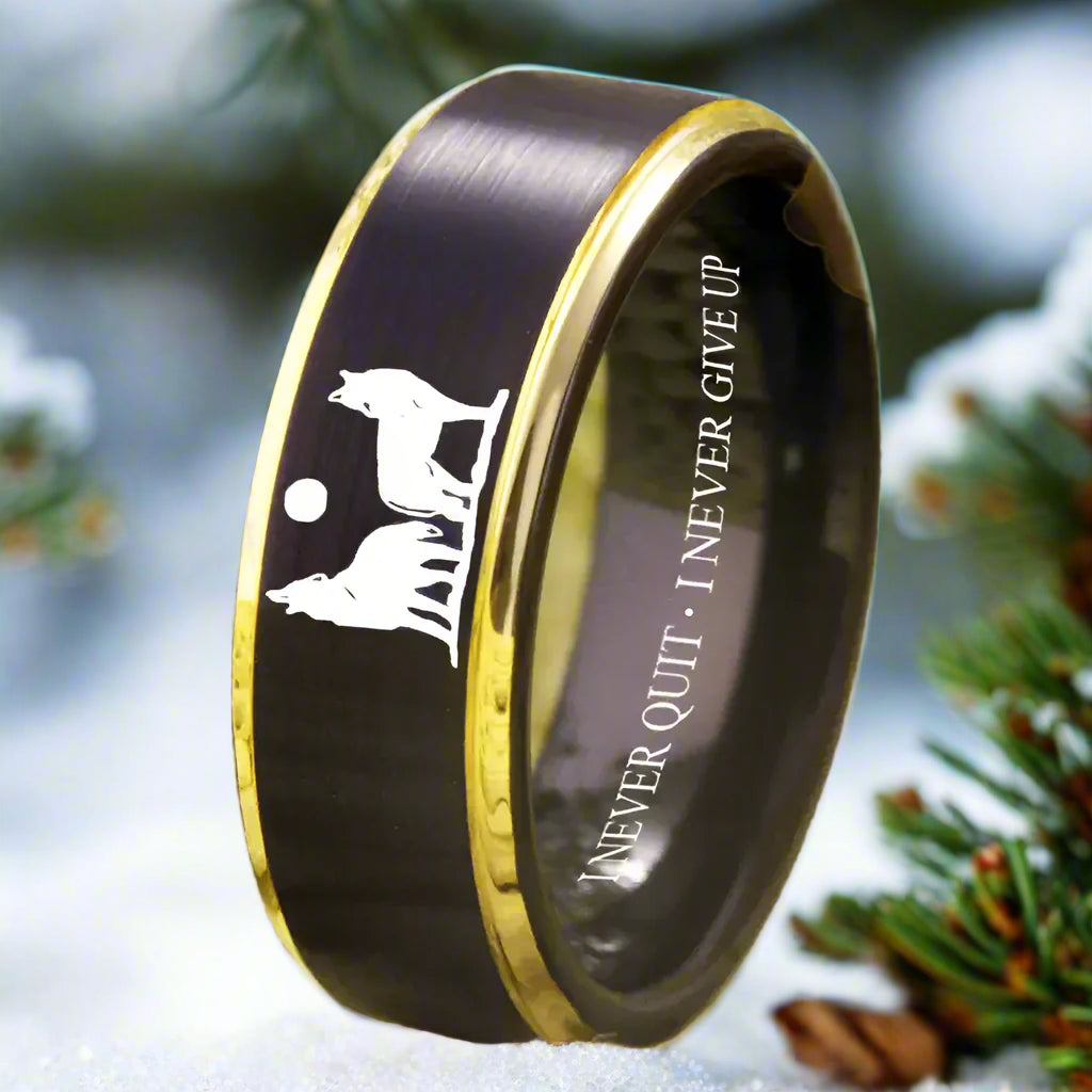 8mm Tungsten Never Quit Wolf Ring – Strength, Perseverance & Courage (Men’s) - Promise Rings