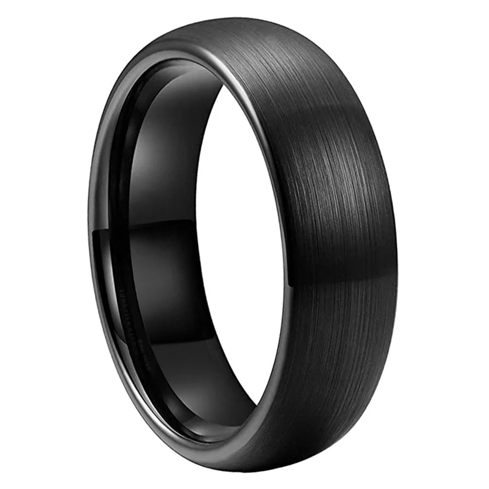 8mm black Brushed Domed Comfort Fit Tungsten Couples Ring