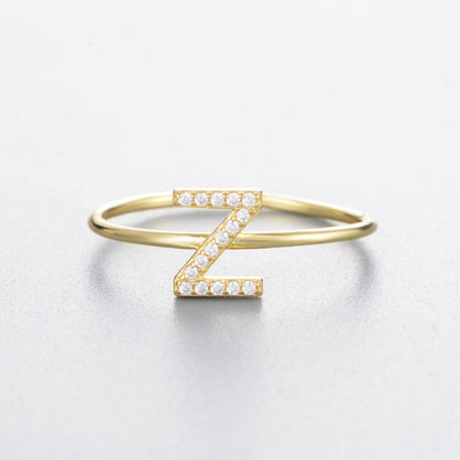 A-Z Initial Letter 925 Sterling Silver Zircon Women's Ring - Promise Rings