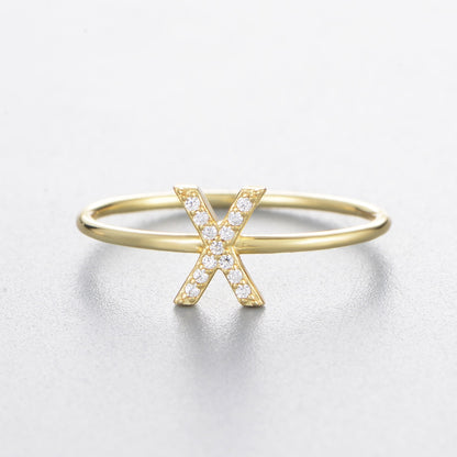 A-Z Initial Letter 925 Sterling Silver Zircon Women's Ring - Promise Rings