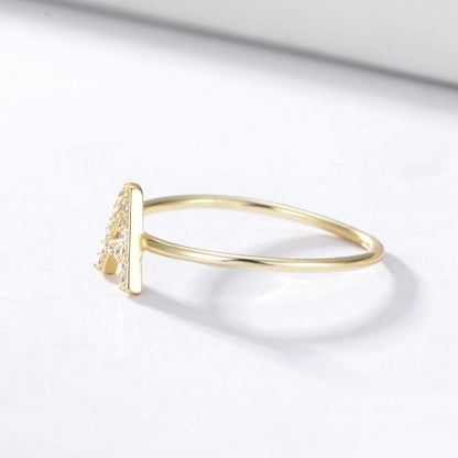 A-Z Initial Letter 925 Sterling Silver Zircon Women's Ring - Promise Rings
