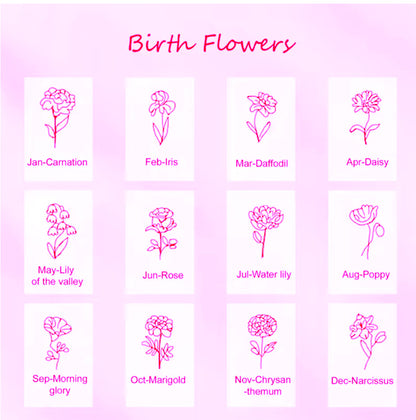 Birth Flower & Name Pendant Necklace – Custom Script Design (Women’s) - Necklaces