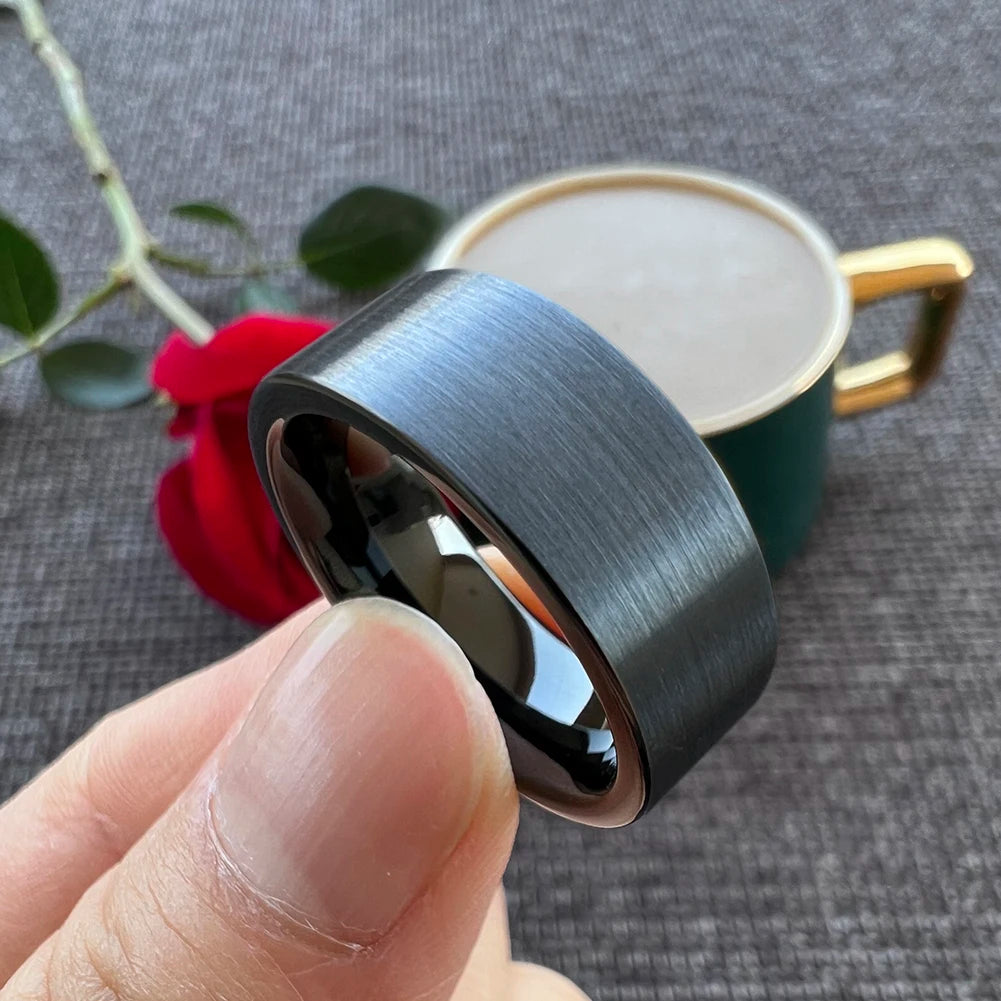 Black Brushed Tungsten Carbide Comfort-Fit Band (6mm-12mm)
