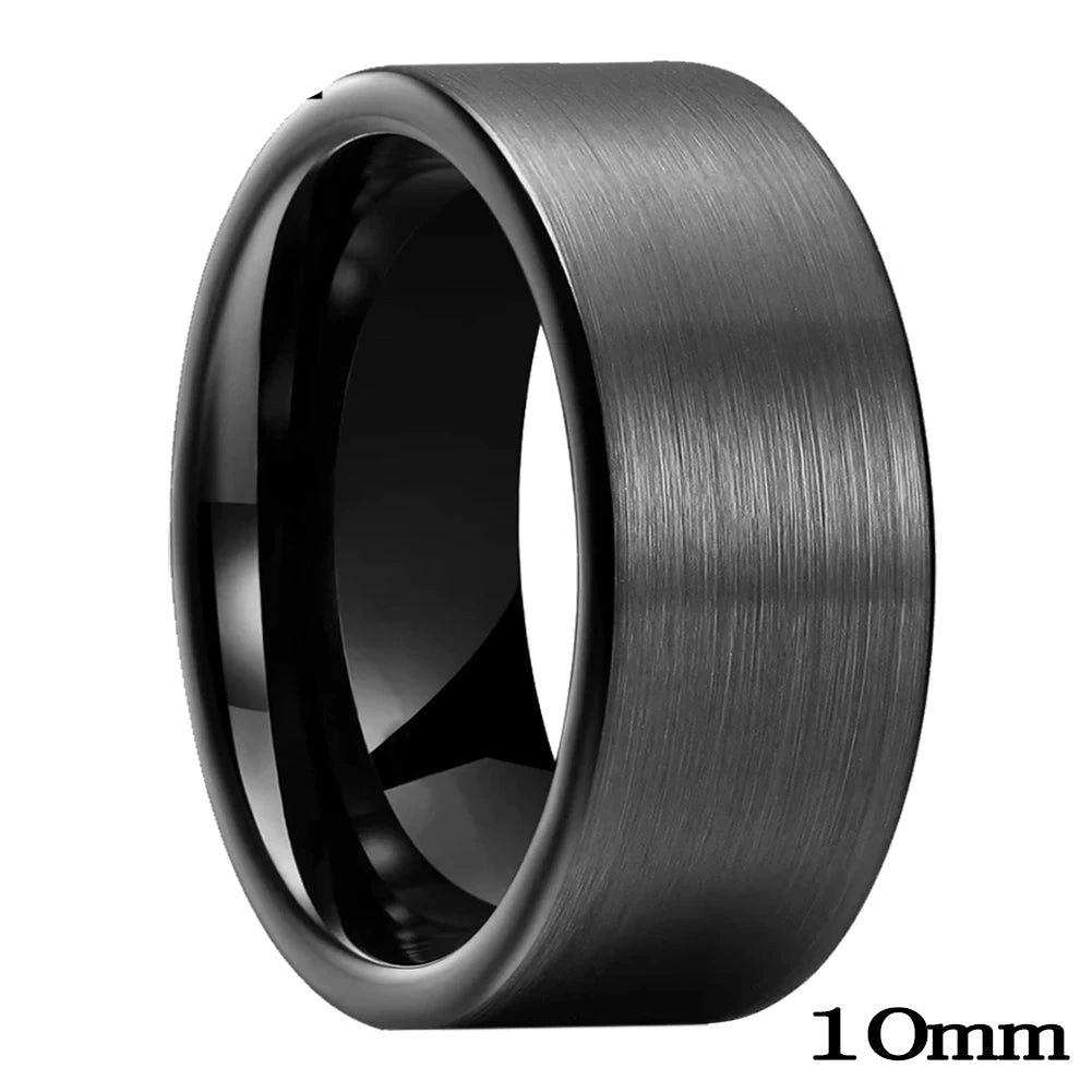 10mm Black brushed tungsten ring 