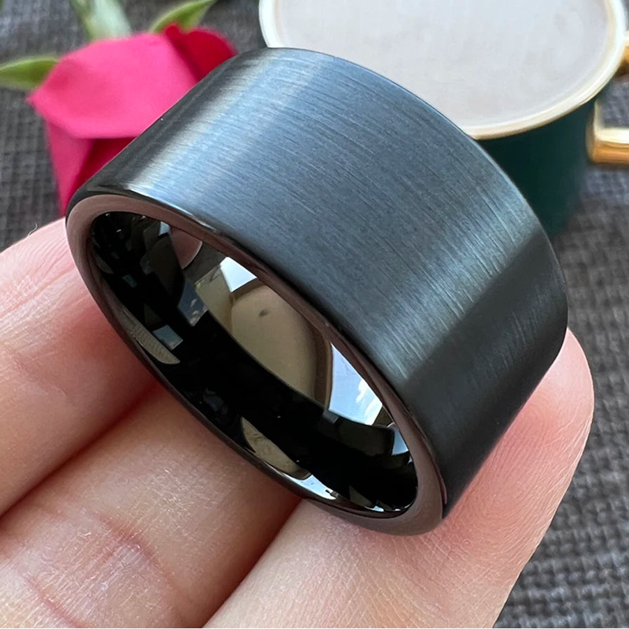 Black Brushed Tungsten Carbide Comfort-Fit Band (6mm-12mm)