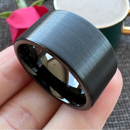 Black Brushed Tungsten Carbide Comfort-Fit Band (6mm-12mm)