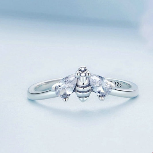 Bumble Bee Cubic Zirconia 925 Sterling Silver Women's Ring - Promise Rings