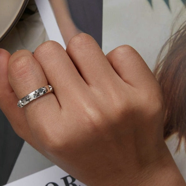 925 Sterling Silver Adjustable Ring – Butterflies or Stars Engraved Design (Women’s) - Promise Rings