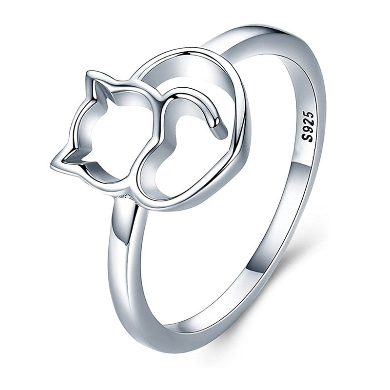 Cat 925 Sterling Silver Women's Ring - Promise Rings