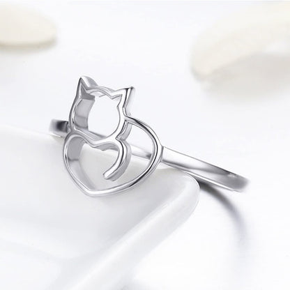 Cat 925 Sterling Silver Women's Ring - Promise Rings