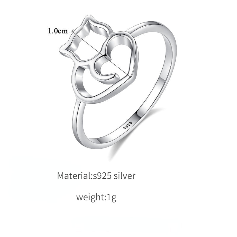 Cat 925 Sterling Silver Women's Ring - Promise Rings