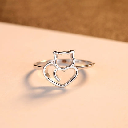 Cat 925 Sterling Silver Women's Ring - Promise Rings