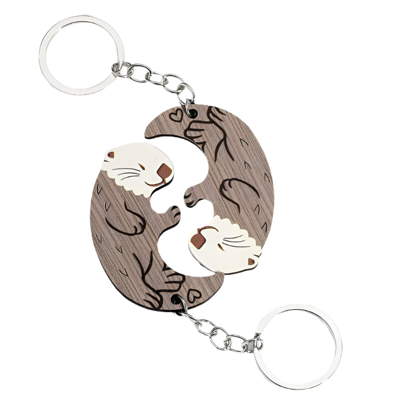 Wooden Otter Keychain Set – Cute Animal Design for Couples - Keychains