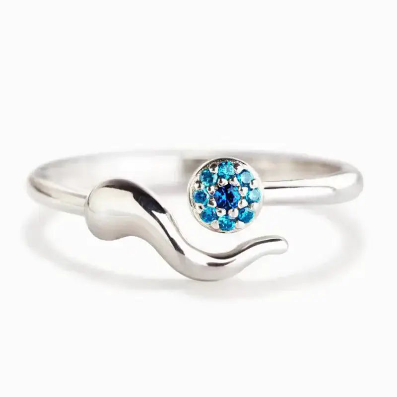 4mm Sterling Silver Blue Eye Zircon Adjustable Ring – Protection & Style (Women’s) - Promise Rings