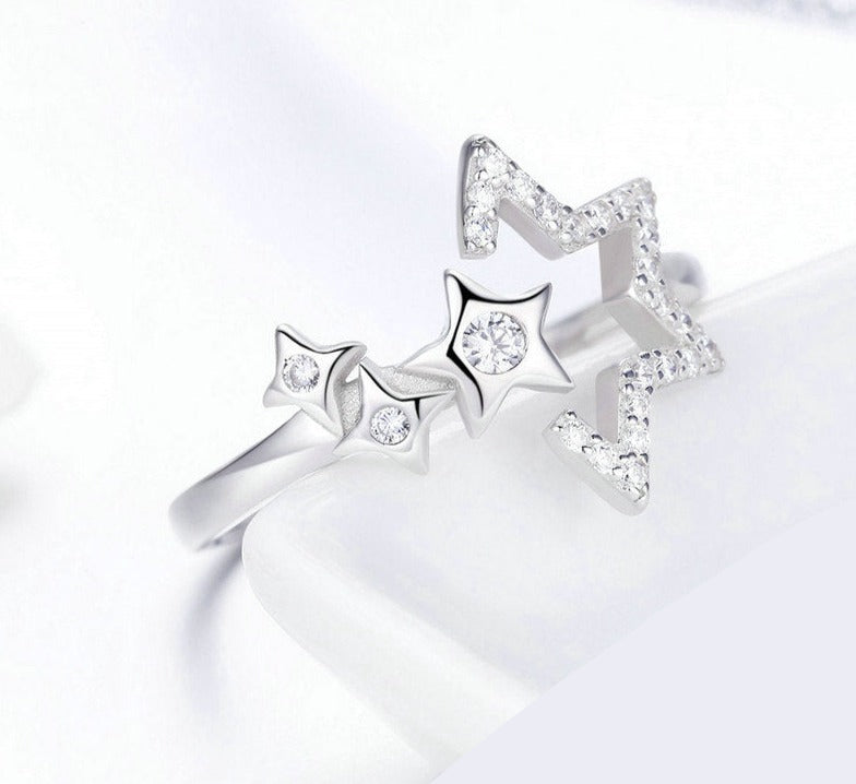 Star Cluster 925 Sterling Silver Ring – Dazzling CZ Constellation Symbol (Women’s) - Promise Rings