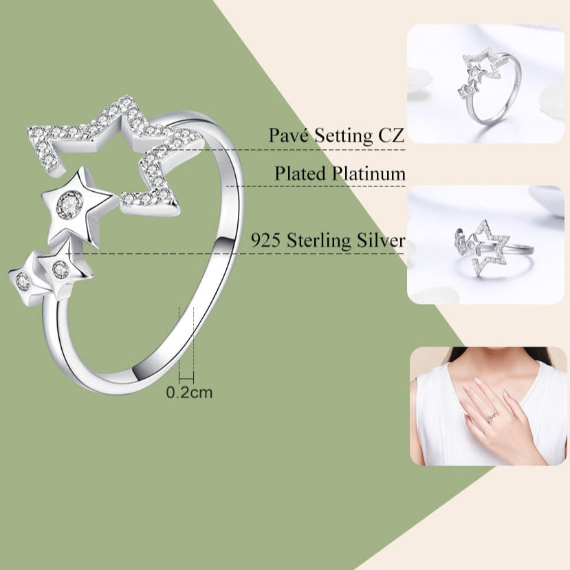 Star Cluster 925 Sterling Silver Ring – Dazzling CZ Constellation Symbol (Women’s) - Promise Rings
