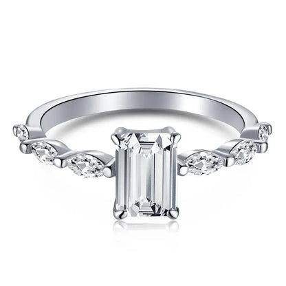 6mm 925 Sterling Silver Emerald Cut CZ Ring – Classic Elegance and Versatility (Women’s) - Promise Rings