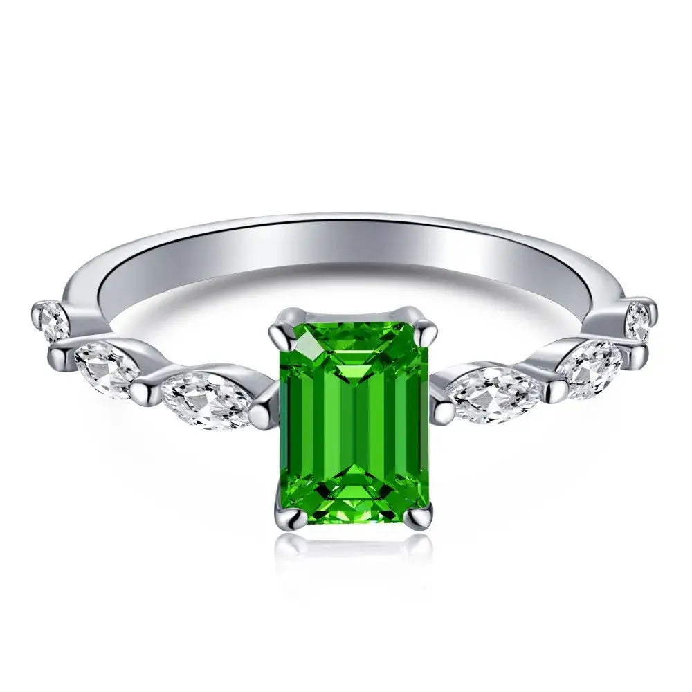 6mm 925 Sterling Silver Emerald Cut CZ Ring – Classic Elegance and Versatility (Women’s) - Promise Rings