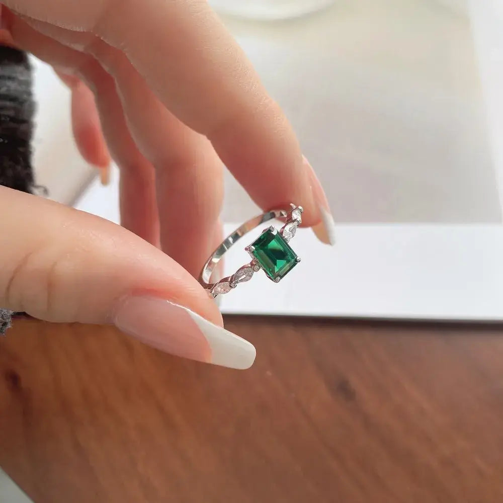 6mm 925 Sterling Silver Emerald Cut CZ Ring – Classic Elegance and Versatility (Women’s) - Promise Rings