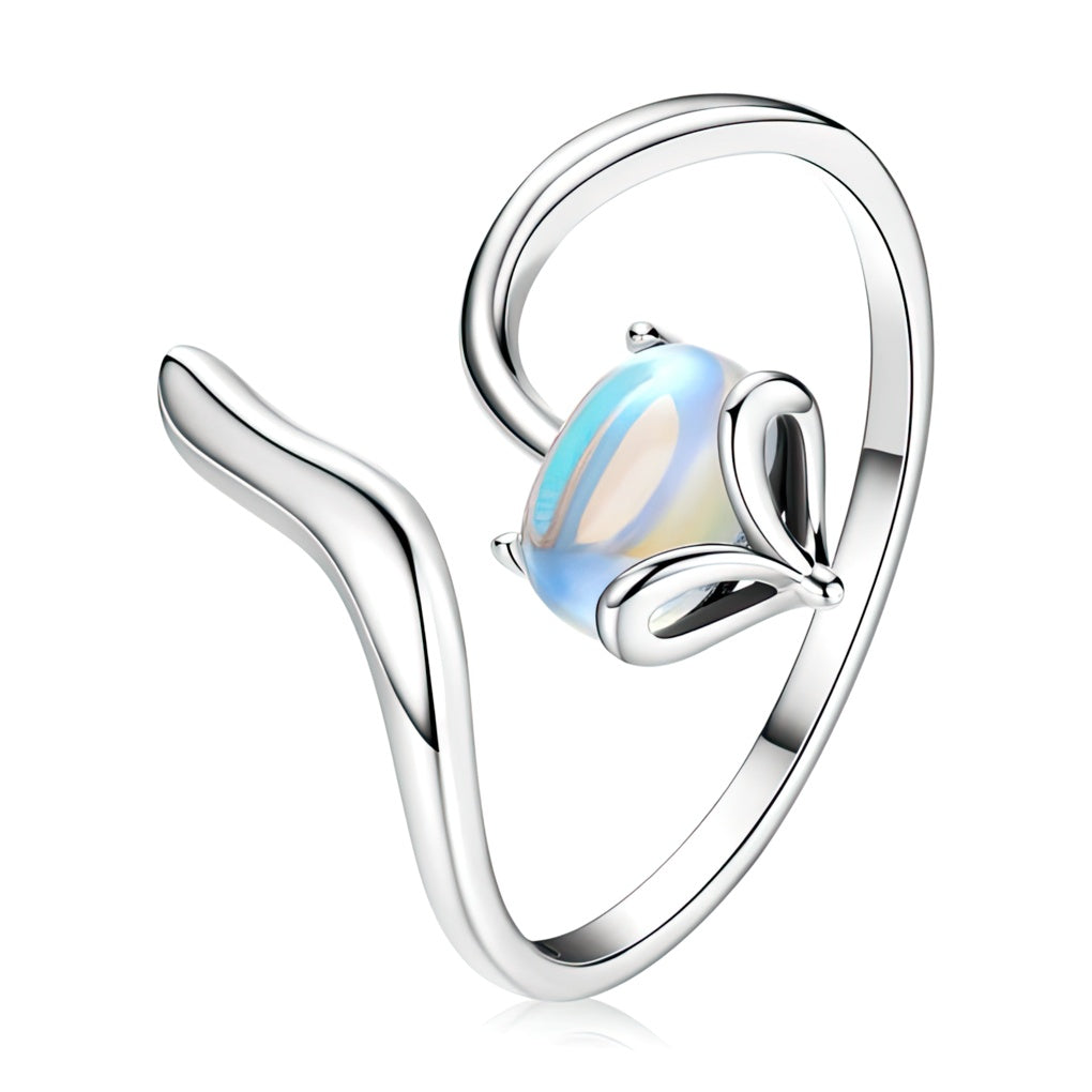 S925 Sterling Silver Moonstone & Agate Ring For Women - Adjustable, Handmade Turkish Style