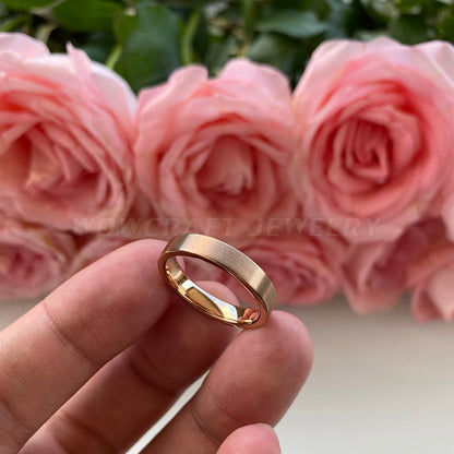 4mm Minimalist Rose Gold Women's Tungsten Ring