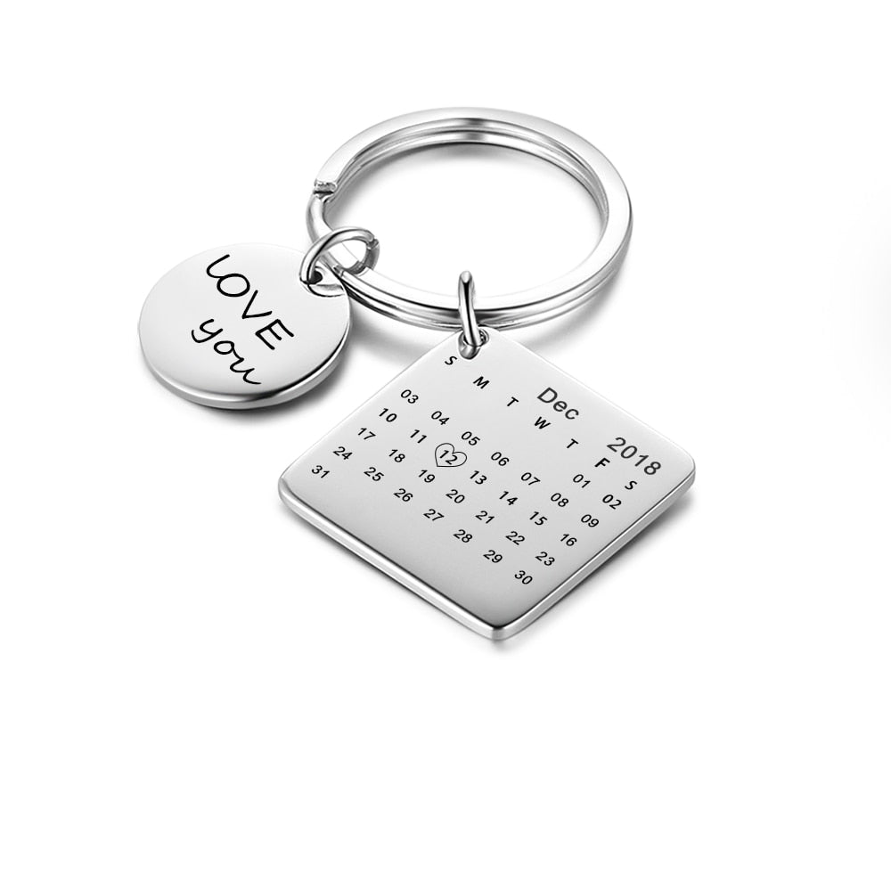 Custom Personalized Date Keychains (Anniversary, Birthday etc.)