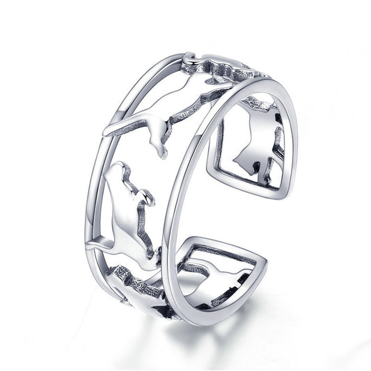 Playing Cats 925 Sterling Silver Women's Ring