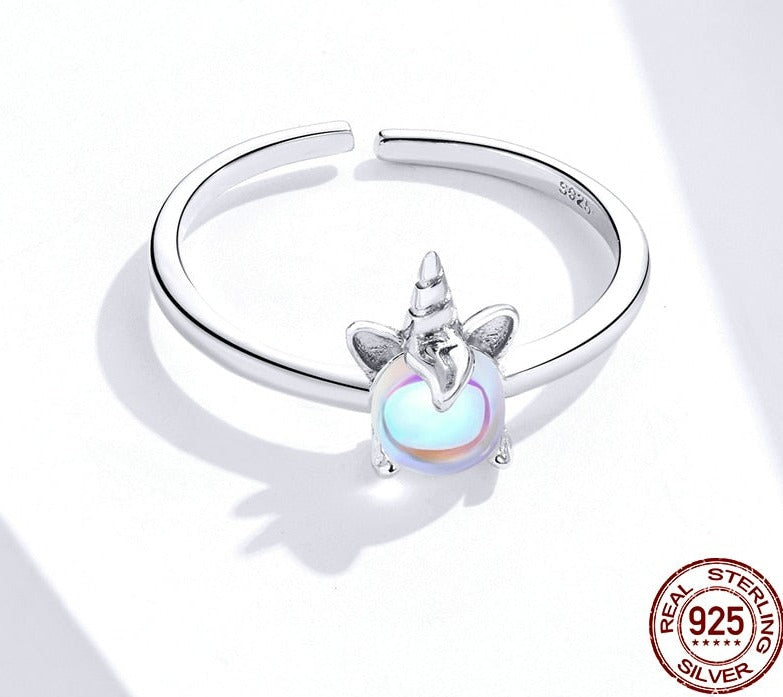 Unicorn Moonstone 925 Sterling Silver Adjustable Women's Ring