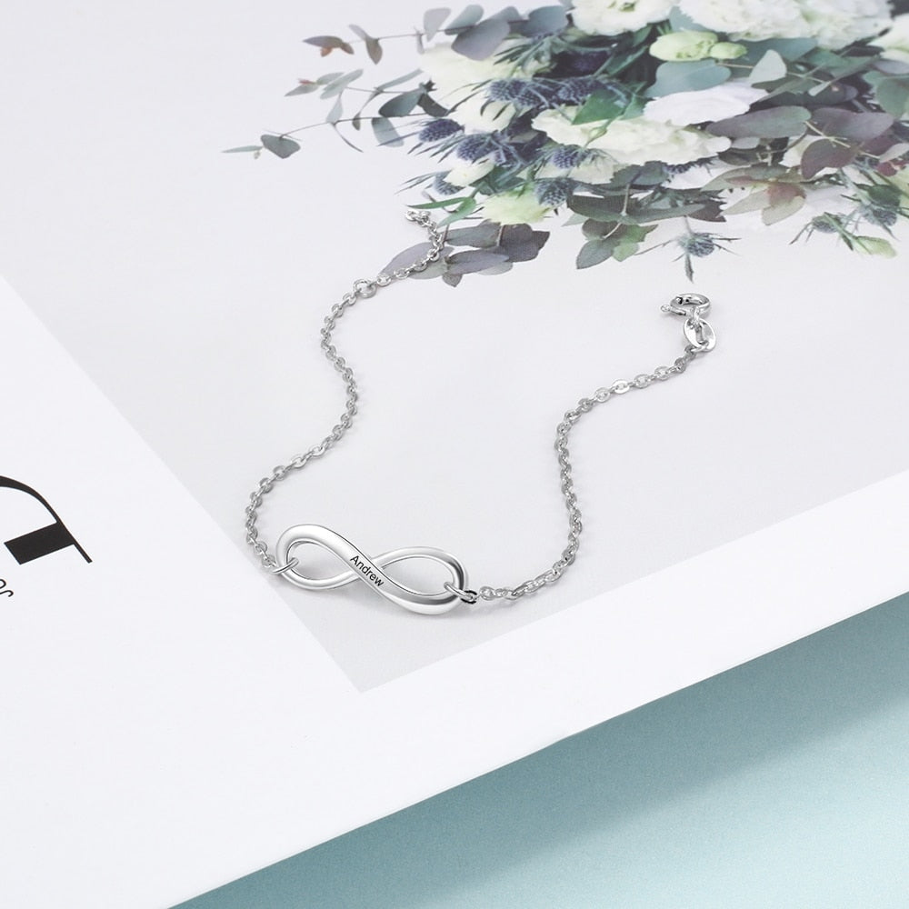 Minimalist Infinity Symbol Personalized Engraving Women's Bracelet