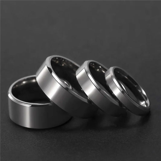4mm, 6mm or 8mm Brushed Silver Titanium Unisex Rings