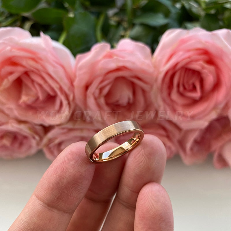 4mm Minimalist Rose Gold Women's Tungsten Ring