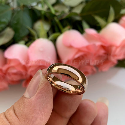 6mm Minimalist Shiny Polished Rose Gold Unisex Ring