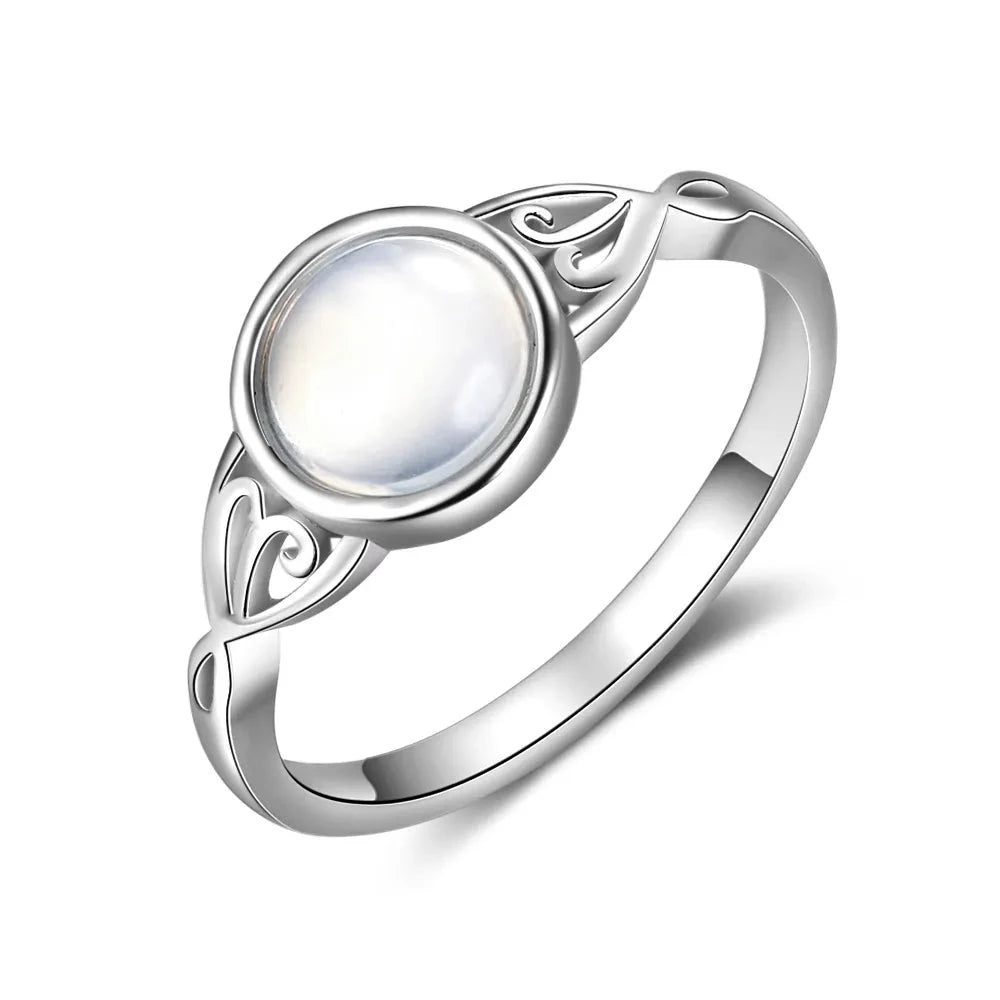 Victorian Style Created Moonstone Silver Copper Women's Ring