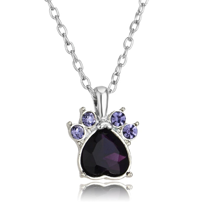 Paw Birthstone Necklaces