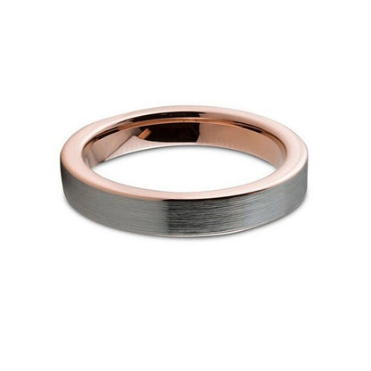 4mm Simple Bushed Silver & Rose Gold Tungsten Women's Ring