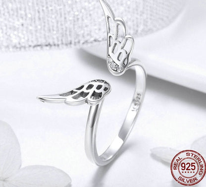 Angel Wings 925 Sterling Silver Adjustable Women's Ring