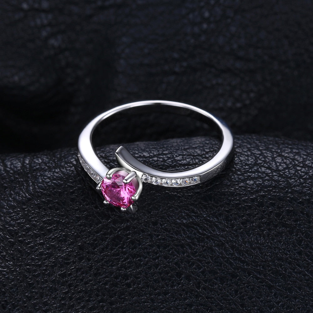 Created Pink Sapphire 925 Sterling Silver Women's Ring
