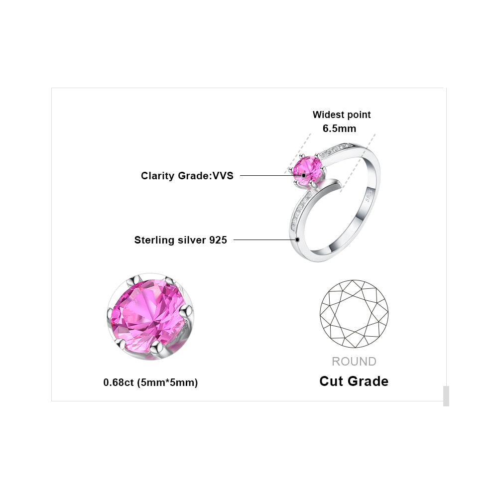 Created Pink Sapphire 925 Sterling Silver Women's Ring
